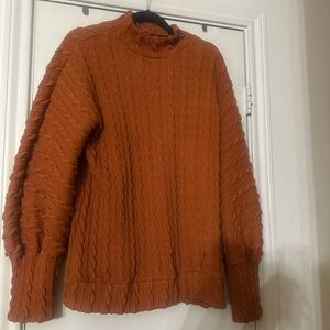Cozy Orange Cable Knit Sweater